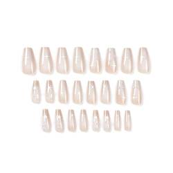 24 Stück lange Nägel zum Aufdrücken, Acryl, künstliche Nägel, volle Abdeckung, französische Spitze, künstliche Nägel für Frauen, Nagelkleber, Acrylnägel, zum Aufdrücken auf quadratische Acryl-Nägel, von Asukohu