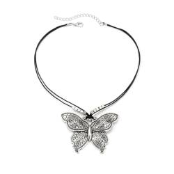 Asukohu Modische Halskette mit Schmetterling/Sonne/Mond, Literatur & Kunst, Retro-Halskette, Metall von Asukohu