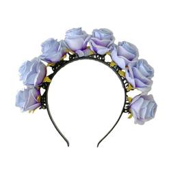 Buntes Blumen-Stirnband, böhmisches Haar-Accessoire, Cosplay-Haarreif, Clip, Blumenkränze, Haarband für Mädchen, Haarkränze von Asukohu