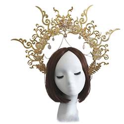 Gothic-Stirnband mit Perlenkette, luxuriöses Zubehör, geprägt, hohl, Kopfbedeckung, DIY-Materialien von Asukohu