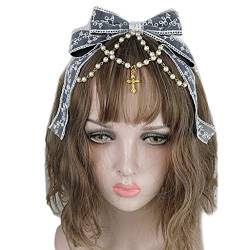 Großes Spitzen Stirnband Mehrschichtiges Spitzen Haarband Wunderschönes Ketten Haarband Süße Accessoires Große Schleifen Stirnbänder Für Mädchen Haarband von Asukohu