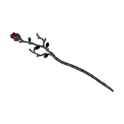 Haarspangen mit Rosenblüten, Retro-Metall-Haarnadel, handgefertigt, klassische Haarnadeln für Damen, Mädchen, chinesische Metall-Haar-Essstäbchen für Frauen von Asukohu