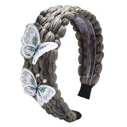 Handgefertigtes geflochtenes Haarband für Damen, süße Stickerei für Schmetterlinge, einfarbig, Haarbänder für Frauen von Asukohu