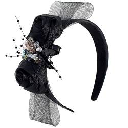 Netz-Stirnband für Damen, Rosen-Stirnband, Teeparty-Stirnband, Hochzeits-Stirnband, Fascinator-Stirnband, Cocktail-Stirnband, Damen-Fascinator-Stirnbänder von Asukohu