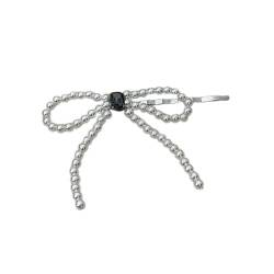 Niedliche Perlen Schleife Haarspange Einfache Mode Haarspangen Elegante Haarnadeln Vintage Quasten Haarschmuck Dekoration Haarschmuck Ornament Haar Seitenclip für Frauen von Asukohu