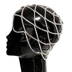 Schmuck Frauen Luxus Kristall Stirnband Für Kopf Kappe Hohl Für Mesh Kopfschmuck Hochzeit Für Kopf Kette Haar Acce Mesh Kopfschmuck Für Frauen von Asukohu