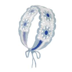 Sonnenfestes Damen-Haarband mit Blume, gehäkelt, rechteckig, niedlich, elastisch, für Frühling und Sommer, Haar-Accessoires, Stricktuch von Asukohu