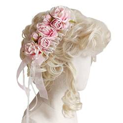 Spitzen-Blumen-Haarband für Damen, modisch, handgefertigt, breite Haarreifen mit Fliege, Haar-Accessoires, niedliche Stirnbänder für Frauen, niedliches Blumendekor, Stirnbänder für Frauen, zum Waschen von Asukohu