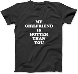 AsviL Lustiges T-Shirt mit Aufschrift "I Heart My Girlfriend is Hotter Than You Gf", 100 % Baumwolle, Grafik-T-Shirts für Herren und Damen, Schwarz, Schwarz , M von AsviL
