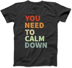 AsviL You Need to Calm Down T-Shirt, 100 % Baumwolle, Grafik-T-Shirts für Herren und Damen, Schwarz, Schwarz , L von AsviL