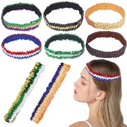 8 Stück Pailletten-Stirnband für Damen, Sport-Stirnband, elastisch, rutschfest, Kopfschmuck, glänzender Stil, Zubehör für Mädchen und Frauen (Farbe 2) von Aswewamt