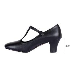 Asyusyu Charakterschuhe Damen T-Strap Geschlossene Zehen Latin Salsa Tango Tanz Übungsschuh Student Fußlicht Tanzschuhe, Schwarz , 38 EU von Asyusyu