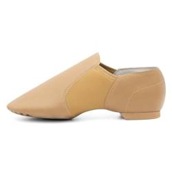Asyusyu Jazz Shoes Neo-Flex Slip on Soft Leather Jazz Shoes Modern Split Sole Dance Shoes for Men and Women Brown, braun, 41/42 EU von Asyusyu