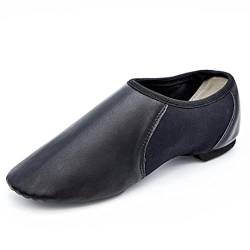 Asyusyu Jazz Shoes Neo-Flex Slip on Soft Leather Jazz Shoes Modern Split Sole Dance Shoes for Women and Men Black, Schwarz , 36 2/3 EU von Asyusyu