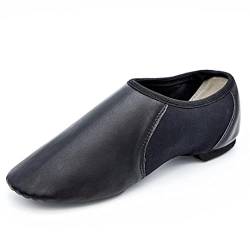 Asyusyu Jazz Shoes Neo-Flex Slip on Soft Leather Jazz Shoes Modern Split Sole Dance Shoes for Women and Men Black, Schwarz , 38 2/3 EU von Asyusyu