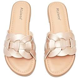 Ataiwee Frauen Slide Sandalen - Mode Cross Strap Slip On Damen Sommerschuhe.(2307012,GD/MF,42) von Ataiwee