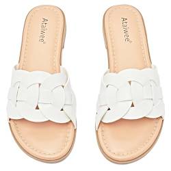 Ataiwee Frauen Slide Sandalen - Mode Cross Strap Slip On Damen Sommerschuhe.(2307012,WT/MF,40.5) von Ataiwee