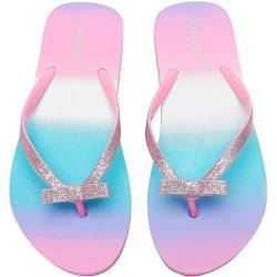 Ataiwee Mädchen-Flip-Flop, kleine/große Kinder-Strandsandalen, bunt bedruckte Sandalen für Kinder.(2005001-2,PK/SD,30.5) von Ataiwee