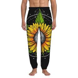 Herren-Sweathose, Sonnenblume, Mond, psychedelische Blätter, Freizeithose, Jogginghose mit Kordelzug, 3D-Leggings, siehe abbildung, 41-44.5 von Atasc