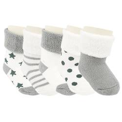Ateid Baby Socken Frottee Gefüttert 5er-Pack Grau 0-6 Monate (Herstellgr. S) von Ateid