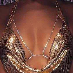 Atentuyi Funkelnde Strass Kette Halskette Silber Cz Bh Kette Sexy Kristall Bikini Kette Nachtclub Körper Zubehör Sommer Bauch Hüftkette Boho Körper Schmuck Für Frauen Und Mädchen von Atentuyi