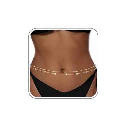 Atentuyi Layered Pailletten Bauch Taille Kette Set Sexy Bikini Strand Geschirr Gold Perlen Körper Kette Körperschmuck Für Frauen Und Mädchen 2 Stück von Atentuyi