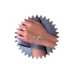 Atentuyi Schmetterling Fingerring Armband Gold Handkette Schmetterling Finger Kette Boho Sklavenarmband Schmuck Hochzeit Accessoires Für Frauen Und Mädchen von Atentuyi