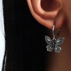 Atentuyi Schmetterling Ohrringe Silber Reif Ohrringe Schmetterling Baumeln Ohrringe Hip Hop Vintage Ohrringe Ohrringe Durchbohrt Ohrringe Boho Schmuck Für Frauen Und Mädchen von Atentuyi