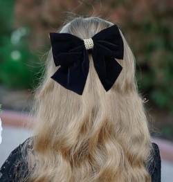 Atentuyi Vintage schwarze Samt Schleife Haarspange Große Schleife Haarspange Seide Schleife Haarspange Satin Ribbion Schleife Clip Große Schleife Kopfschmuck Retro Bowknot Zubehör für Frauen und von Atentuyi