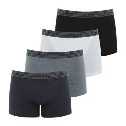 Athena Herren Basic Coton Boxer, Mehrfarbig (Weiß/Schwarz/Grau/Anthrazit), XXX-Large (Herstellergröße: 7) (4er Pack) von Athena