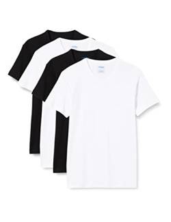 Athena Herren Promo Tee-Shirt Coton Bio Unterhemd, Mehrfarbig (Blanc/Blanc/Noir/Noir 9050), S (Herstellergröße: 2) (4er Pack) von Athena