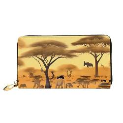 African Grassland Animals Damen Lange Geldbörse & Reißverschluss Geldbörse Multi-Karten-Organizer 7,48 x 4,13 Zoll (ca. 19 x 10,5 cm), Schwarz , Einheitsgröße von AthuAh