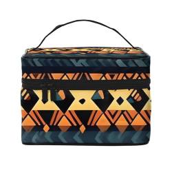 African Tribal Ethnic Texture Travel Cosmetic Bag With Zipper, Large Capacity, Unisex, Suitable For Outdoor, Sport, Travel, Etc., Schwarz, Einheitsgröße von AthuAh
