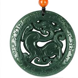 Anhänger Halskette,Jade Halskette, Feng Shui-Amulett, chinesischer Drache, Halsketten-Anhänger, echter zertifizierter Jadeit der Güteklasse A, Hetian-Jade-Anhänger, Reiki-Chakra-Meditations-Talisman f von AthuAh