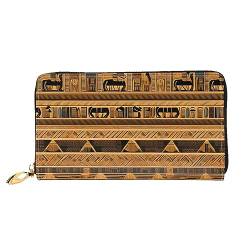 AthuAh Ägyptische Fresken Frauen Lange Brieftasche, Reisebrieftasche, & Große Kapazität Lange Brieftasche, Reißverschluss Brieftasche, 19 × 10,5 cm, Schwarz , Einheitsgröße von AthuAh