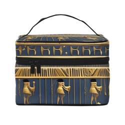 AthuAh Ägyptische pharaonische Fresken Reise Kosmetiktasche mit Reißverschluss, große Kapazität, Unisex, geeignet für Outdoor, Sport, Reisen usw., Schwarz, Einheitsgröße von AthuAh