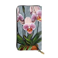 AthuAh Blooming Orchids Lange Clutch-Geldbörse, Damen-Geldbörse mit Reißverschluss, Multi-Karten-Organizer, & lange Geldbörse mit großer Kapazität, Schwarz , Einheitsgröße von AthuAh