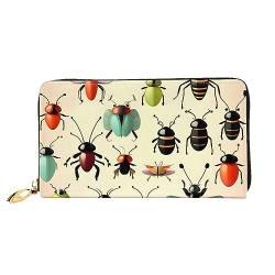 AthuAh Cartoon Kleine Insekten Frauen Lange Brieftasche, Reisebrieftasche, & Große Kapazität Lange Brieftasche, Reißverschluss Brieftasche, 19 × 10,5 cm, Schwarz , Einheitsgröße von AthuAh