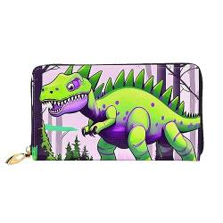 AthuAh Grüne Dinosaurier-Frauen-Geldbörse, Reisebrieftasche & große Kapazität, lange Geldbörse, Reißverschluss-Geldbörse, 19 × 10,5 cm, Schwarz , Einheitsgröße von AthuAh