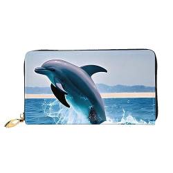 AthuAh Jumping Up Dolphinswomen'S Long Wallet, Travel Wallet & Large Capacity Long Wallet, Zipper Wallet, 19 × 10.5 Cm, Schwarz , Einheitsgröße von AthuAh