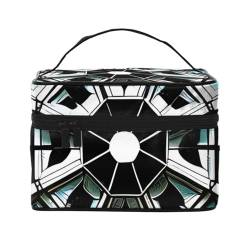 AthuAh Octagon Building Travel Cosmetic Bag With Zipper, Large Capacity, Unisex, Suitable For Outdoor, Sport, Travel, Etc., Schwarz, Einheitsgröße von AthuAh