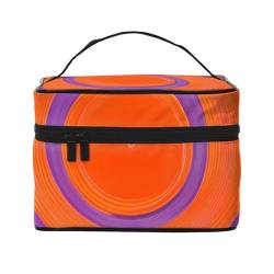 AthuAh Orange Circle Center Travel Cosmetic Bag With Zipper, Large Capacity, Unisex Suitable For Outdoor, Sport, Travel, Etc., Schwarz, Einheitsgröße von AthuAh