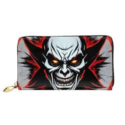 AthuAh Red And Black Evil Ghost Damen Lange Geldbörse Reisebrieftasche Große Kapazität Lange Geldbörse Reißverschluss Geldbörse 7,48 x 4,13 Zoll, Schwarz, Einheitsgröße von AthuAh