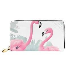 AthuAh Rosa Flamingowomen Lange Brieftasche, Reisebrieftasche, & Große Kapazität Lange Brieftasche, Reißverschluss Geldbörse, 19 × 10,5 cm, Schwarz , Einheitsgröße von AthuAh