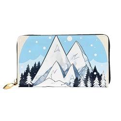 AthuAh Schneebedeckte Bergfrauen lange Geldbörse, Reisebrieftasche, & große Kapazität, lange Geldbörse, Reißverschluss-Geldbörse, 19 × 10,5 cm, Schwarz , Einheitsgröße von AthuAh