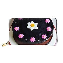 AthuAh Schwarze Schokoladenkuchen-Frauen-lange Brieftasche, Reisebrieftasche, & große Kapazität, lange Brieftasche, Reißverschluss-Geldbörse, 19 × 10,5 cm, Schwarz , Einheitsgröße von AthuAh