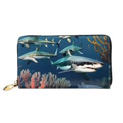 AthuAh Sharks Under The Seawomen'S Long Wallet, Travel Wallet & Large Capacity Long Wallet, Zipper Wallet, 19 × 10.5 Cm, Schwarz , Einheitsgröße von AthuAh