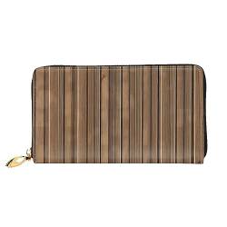 AthuAh Solide Holz Muster Frauen Lange Brieftasche, Reisebrieftasche, & Große Kapazität Lange Brieftasche, Reißverschluss Brieftasche, 19 × 10,5 cm, Schwarz , Einheitsgröße von AthuAh