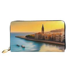 AthuAh Sunset in Barcelona Damen lange Geldbörse, Reisebrieftasche, große Kapazität, lange Geldbörse, Reißverschluss, 19 × 10,5 cm, Schwarz , Einheitsgröße von AthuAh