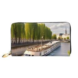 AthuAh View Of The Seine Damen Lange Geldbörse Reisebrieftasche Große Kapazität Lange Geldbörse Reißverschluss Geldbörse 7,48 X 4,13 Zoll, Schwarz, Einheitsgröße von AthuAh